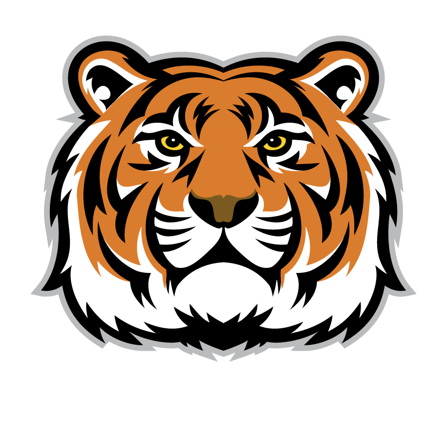 Easts logo a cartoon tiger that is orange, black and white